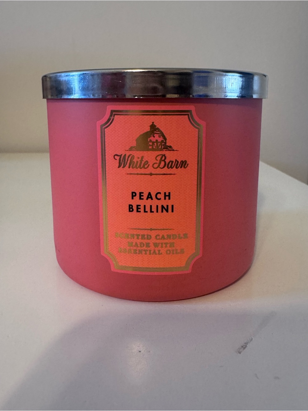 Bath & Body Works White Barn 3-Wick Candle - Peach Bellini - NWT